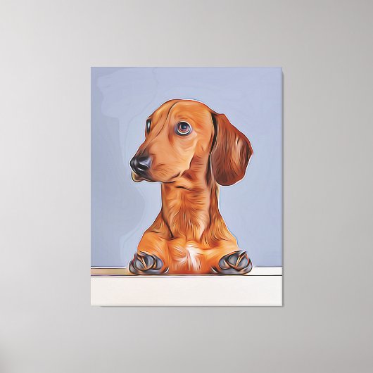 Dachshund Looking Away Doxie Dog Birthday Poster Canvas Afdruk (Voorkant)