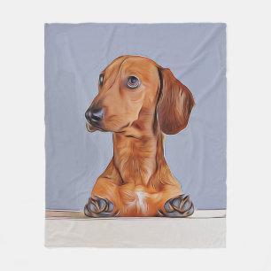 Dachshund Looking Away Doxie Dog Birthday Poster Fleece Deken