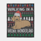Dachshund loopt in een Weenieland Fleece Deken (Voorkant)