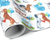 Dachshund Love Birthday Balloons Cadeaupapier (Rol Hoek)