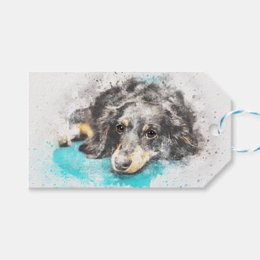 Dachshund Love Cadeaulabel (Voorkant (Horizontaal))