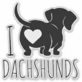 Dachshund Love Custom Cut Stickers (Voorkant)