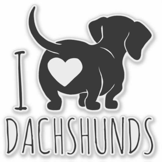 Dachshund Love Custom Cut Stickers (Voorkant)
