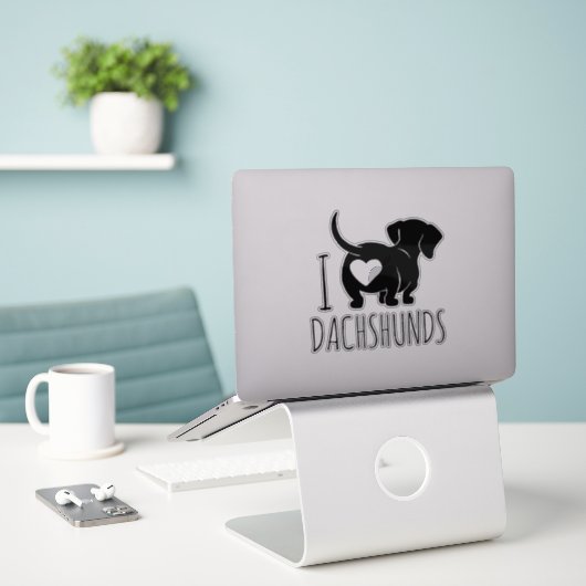 Dachshund Love Custom Cut Stickers (Laptop op bureau)