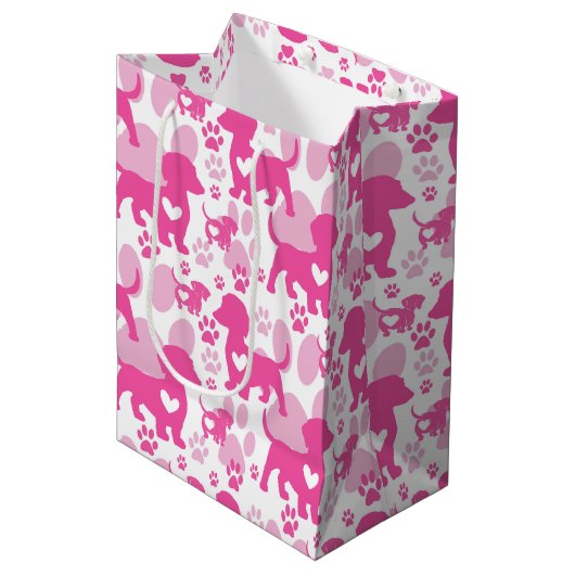 Dachshund Love Dog Gift Bag Medium Cadeauzakje (Voorkant Gekanteld)