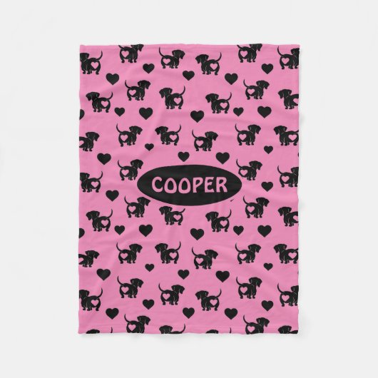 Dachshund Love Fleece Dog Blanket Deken (Voorkant)