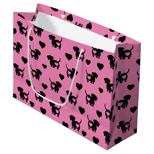 Dachshund Love Gift Bag Groot Cadeauzakje (Voorkant Gekanteld)