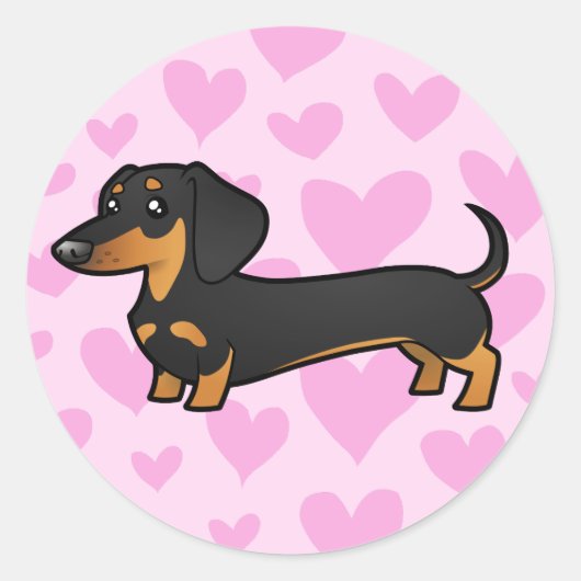 Dachshund Love (gladde jas) Ronde Sticker (Voorkant)