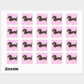 Dachshund Love (gladde jas) Vierkante Sticker (Vel)
