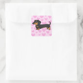 Dachshund Love (gladde jas) Vierkante Sticker (Tas)