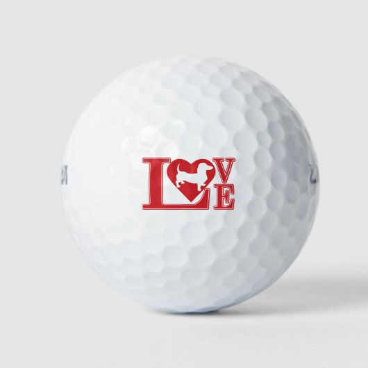 Dachshund Love Heart Golfballen (Voorkant)