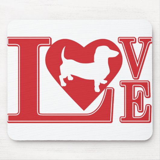 Dachshund Love Heart Muismat (Voorkant)