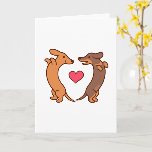 Dachshund Love Kaart (Gele Bloem)