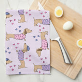 Dachshund Love Kitchen Dish Towel Theedoek (Quarter Fold)