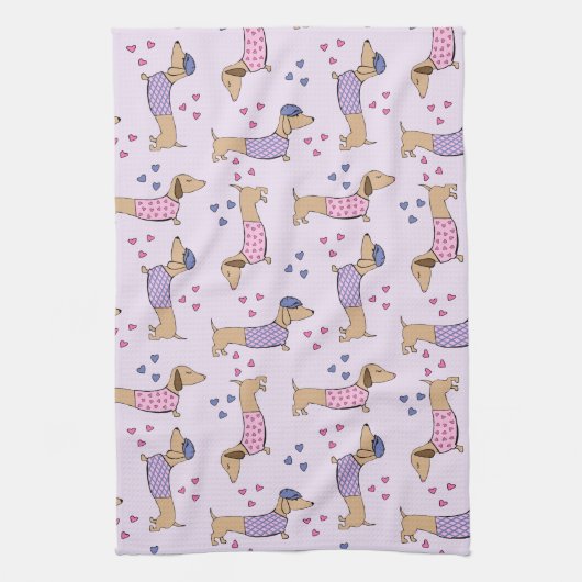 Dachshund Love Kitchen Dish Towel Theedoek (Verticaal)