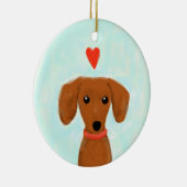Dachshund Love | Kute Wiener Dog met hart Keramisch Ornament (Rechts)