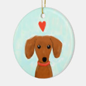 Dachshund Love | Kute Wiener Dog met hart Keramisch Ornament (Links)