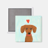 Dachshund Love | Kute Wiener Dog met hart Magneet (Voorkant / Achterkant)