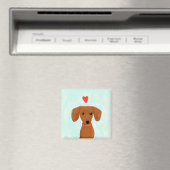 Dachshund Love | Kute Wiener Dog met hart Magneet (Insitu (Vaatwasser))