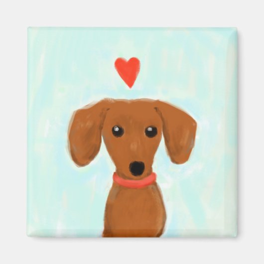 Dachshund Love | Kute Wiener Dog met hart Magneet (Voorkant)