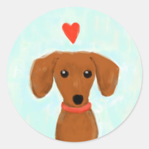 Dachshund Love Kute Wiener Dog met hart Ronde Sticker