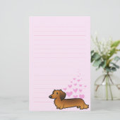 Dachshund Love (longhair) Briefpapier (Staand voorkant)