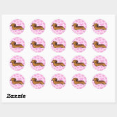 Dachshund Love (longhair) Ronde Sticker (Vel)