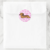 Dachshund Love (longhair) Ronde Sticker (Tas)