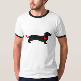 Dachshund Love - mannelijke hond met rode harten T-shirt