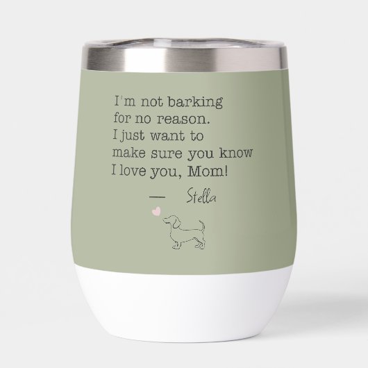 Dachshund Love Message Personalized Sage Green (Achterkant)