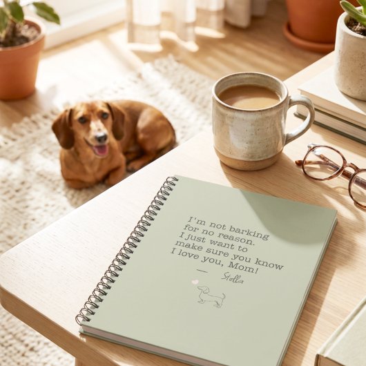 Dachshund Love Message Personalized Sage Green Notitieboek
