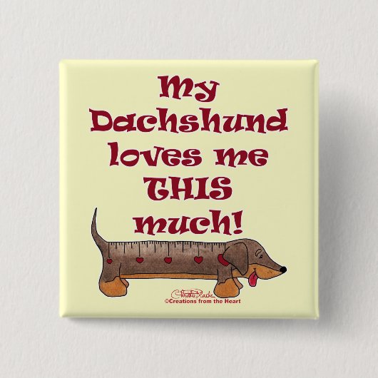 Dachshund Love Meter Vierkante Button 5,1 Cm (Voorkant)