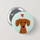 Dachshund Love Ronde Button 5,7 Cm (Voorkant /achterkant)