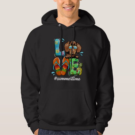 Dachshund Love Summer Time Dog Funny in Juli Summe Hoodie (Voorkant)