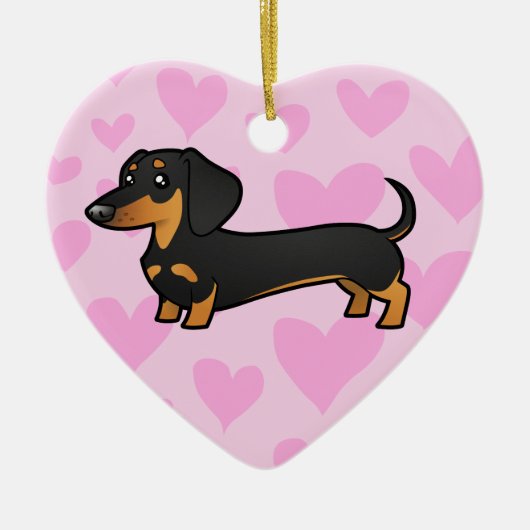 Dachshund Love (voeg je eigen bericht toe) Keramisch Ornament (Voorkant)