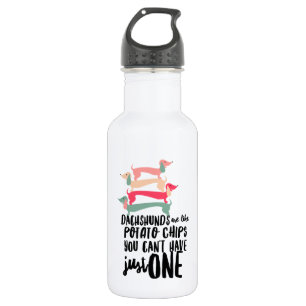 Dachshund Love Water Bottle (18 oz), White Waterfles