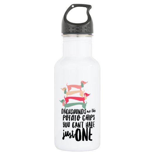 Dachshund Love Water Bottle (18 oz), White Waterfles (Voorkant)