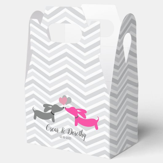 Dachshund Love Wedding Personalized Favor Boxes Bedankdoosjes (Geopend)