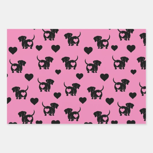 Dachshund Love Wrapping Paper Set (Voorkant)