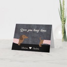 Dachshund Love You Long Time Valentijnsdag Feestdagen Kaart