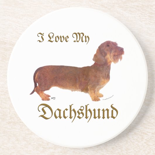 Dachshund Love Zandsteen Onderzetter (Voorkant)