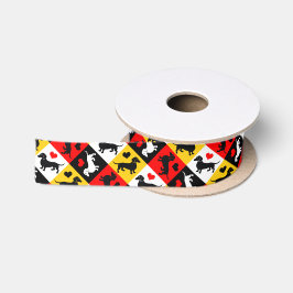 Dachshund Lover Doxie Checkerboard Colorful Satijnen Lint