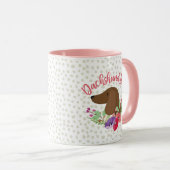 Dachshund Lover Doxie Floral Cute Illustration Mok (Voorkant rechts)