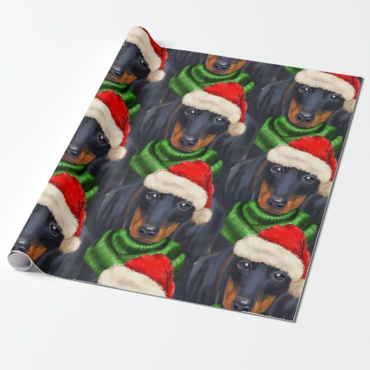 Dachshund Lover gevierde kerstfeestdag Cadeaupapier (Uitgerold)