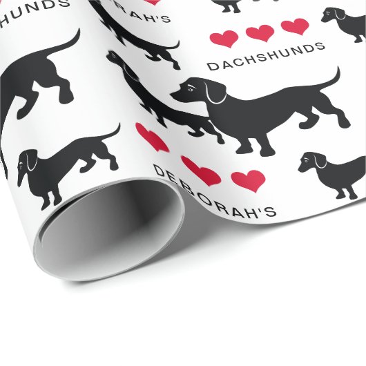Dachshund Lover of Breeder Doxies and Hearts Cadeaupapier (Rol Hoek)