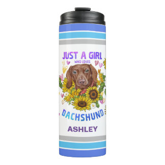 Dachshund Lover Sunflower Trainer Floral Thermosbeker