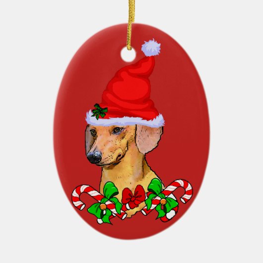 Dachshund Lovers Kerstmis Keramisch Ornament (Voorkant)