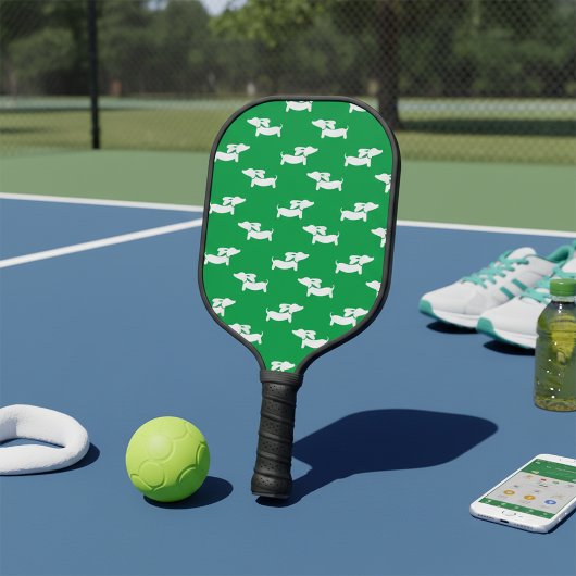 Dachshund Loving Pickleball Groen Blauw Paddle