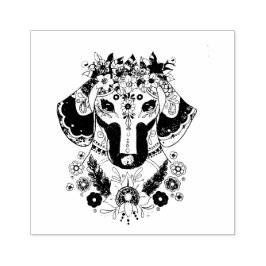 Dachshund Maak Je Eigen 2.5" x 2.5" Rubber Stempel