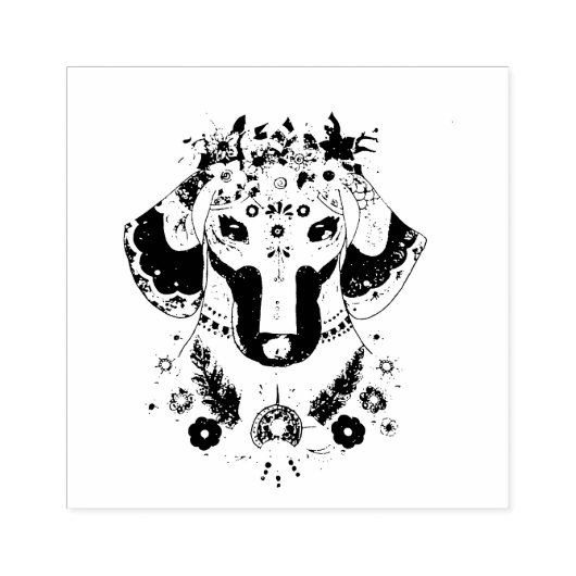 Dachshund Maak Je Eigen 2.5" x 2.5" Rubber Stempel (Afrduk)